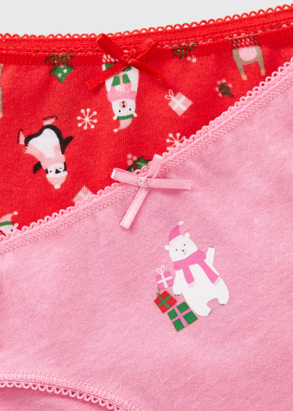 2 Pack Girls Pink Christmas Underwear (2-11yrs) - 2-3 Yrs Image 2