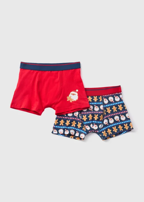2 Pack Boys Red Christmas Gingerbread Trunks (2-11yrs) - 2-3 Yrs Image 1