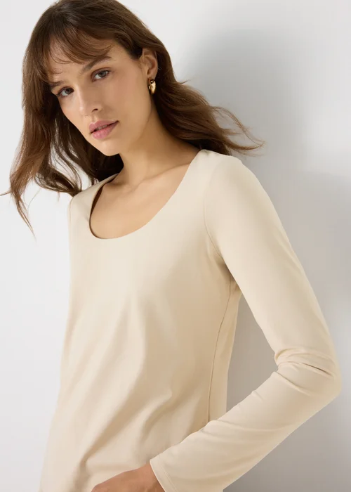 Et Vous Beige Double Layer Long Sleeve Top - Size 8 Image 3