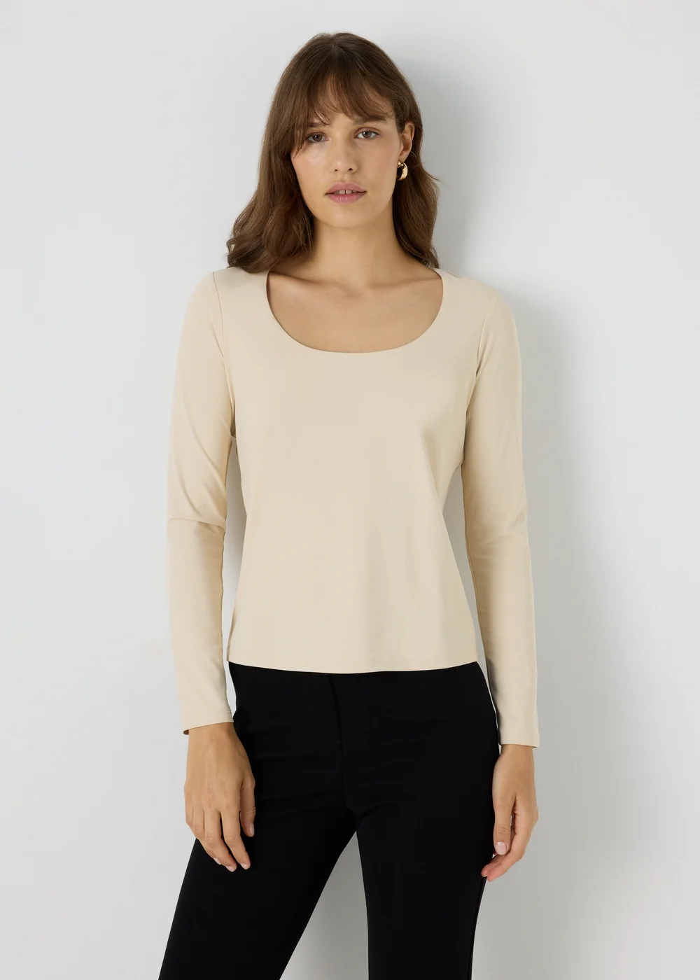 Et Vous Beige Double Layer Long Sleeve Top - Size 8 Image 1