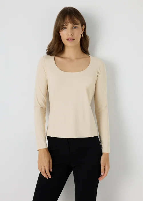 Et Vous Beige Double Layer Long Sleeve Top - Size 8 Image 1