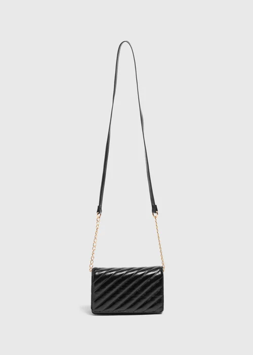 Black Quilted Cross Body Bag - One Size Image 1