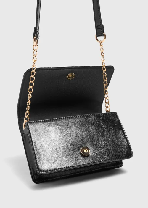 Black Quilted Cross Body Bag - One Size Image 2