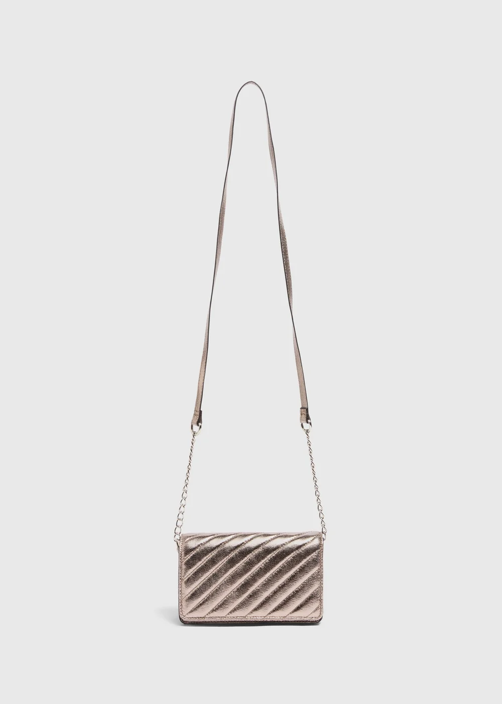 Pewter Metallic Quilted Cross Body Bag - One Size Image 1