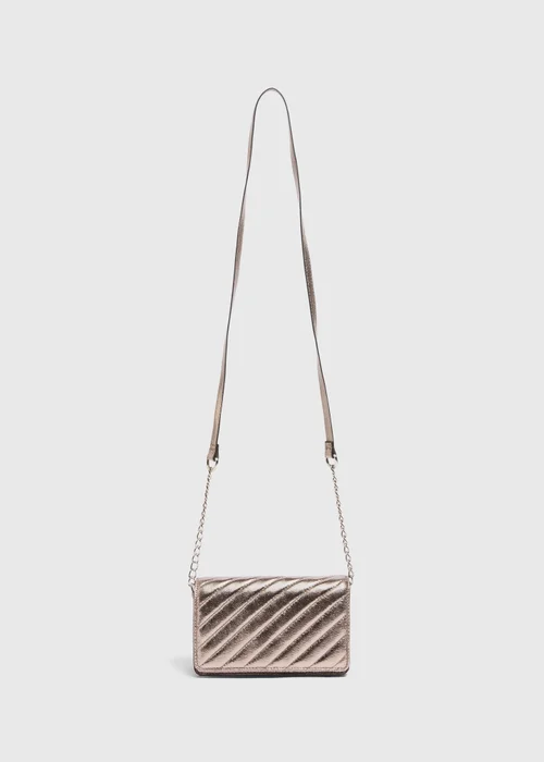 Pewter Metallic Quilted Cross Body Bag - One Size Image 1
