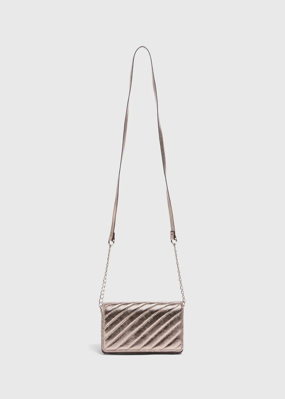 Pewter Metallic Quilted Cross Body Bag - One Size Image 3