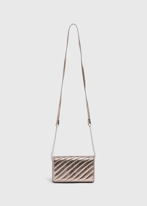 Pewter Metallic Quilted Cross Body Bag - One Size Image 3