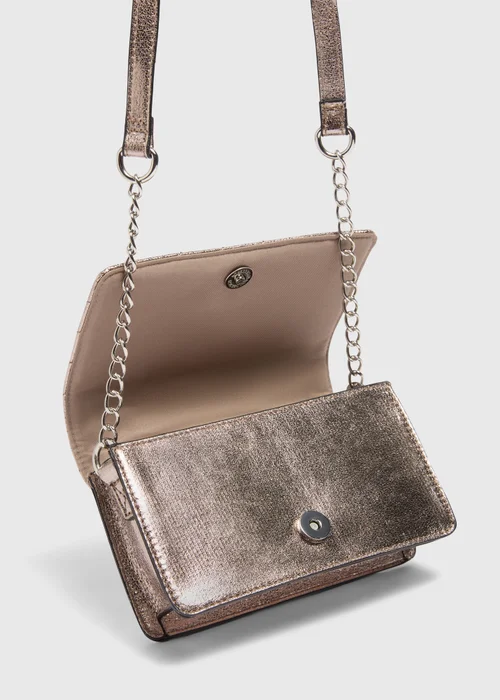 Pewter Metallic Quilted Cross Body Bag - One Size Image 4