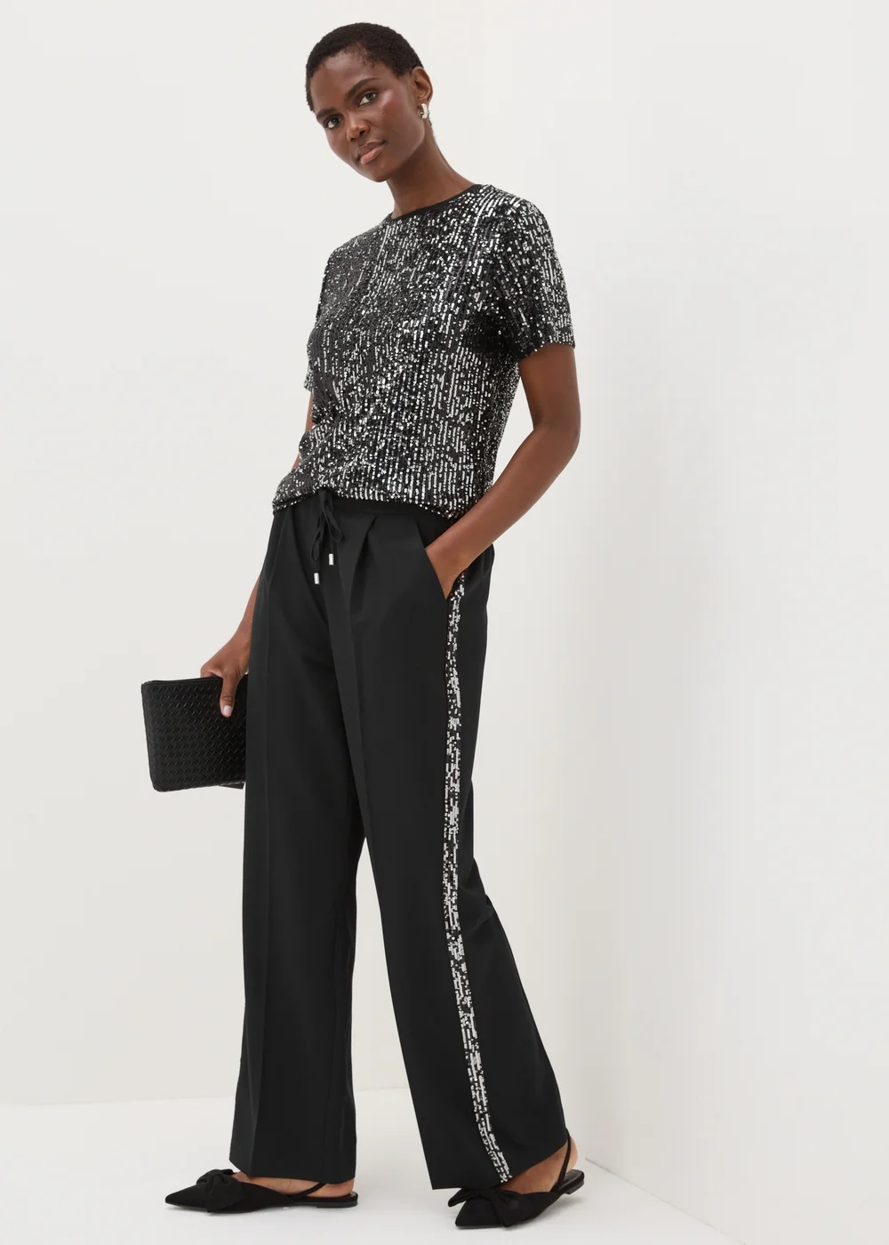 Et Vous Black Sequin Top - Size 8 Image 3
