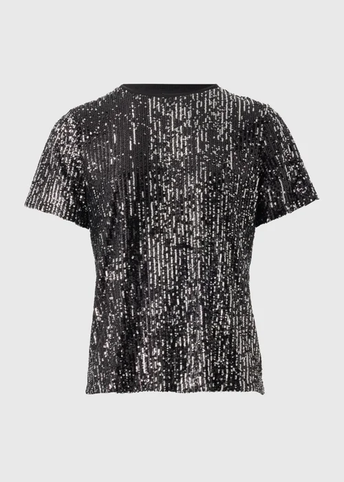 Et Vous Black Sequin Top - Size 8 Image 4