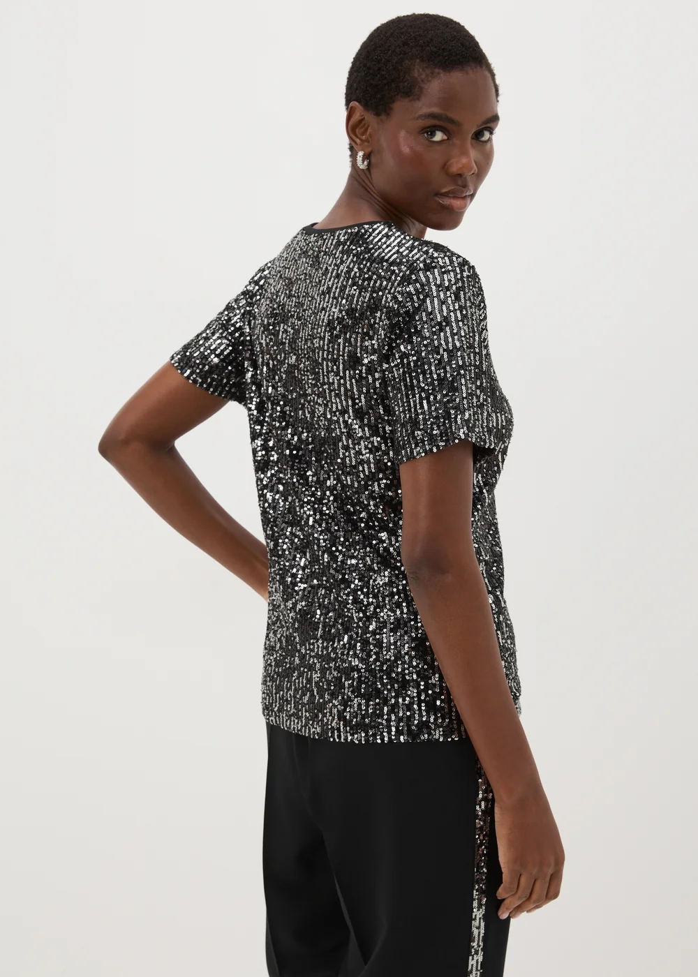 Et Vous Black Sequin Top - Size 8 Image 2