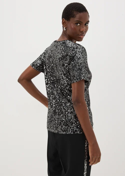 Et Vous Black Sequin Top - Size 8 Image 2