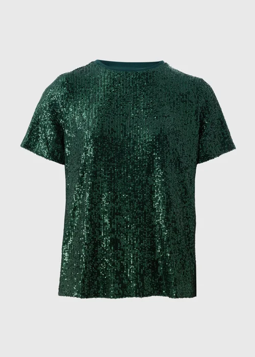 Et Vous Green Sequin Top - Size 8 Image 4