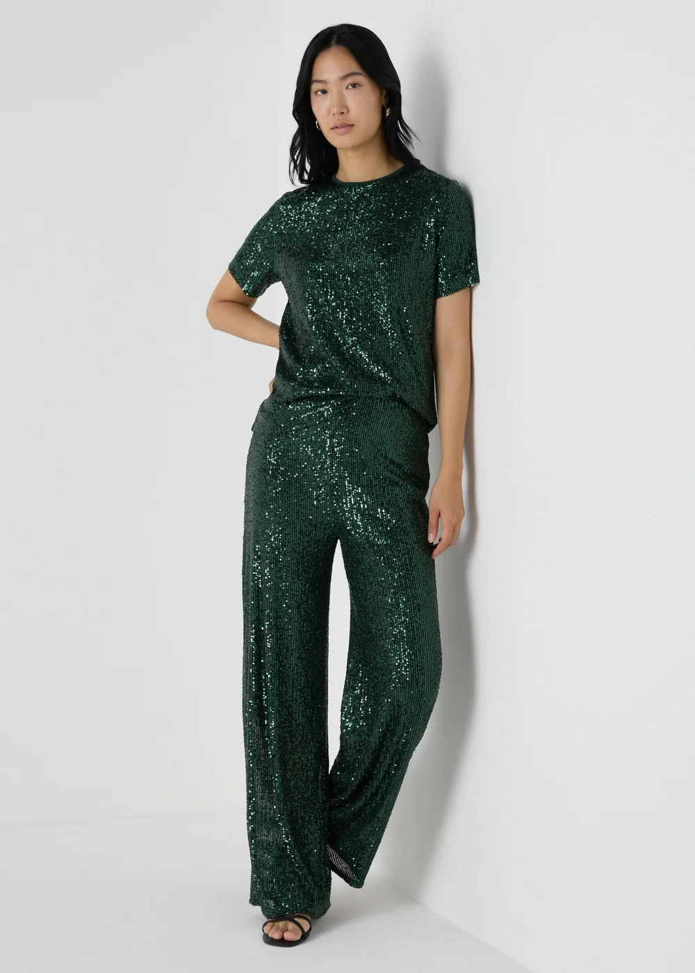 Et Vous Green Sequin Top - Size 8 Image 3