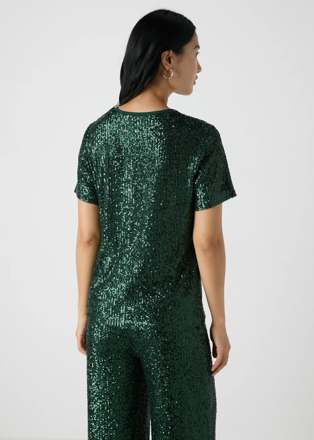 Et Vous Green Sequin Top - Size 8 Image 2