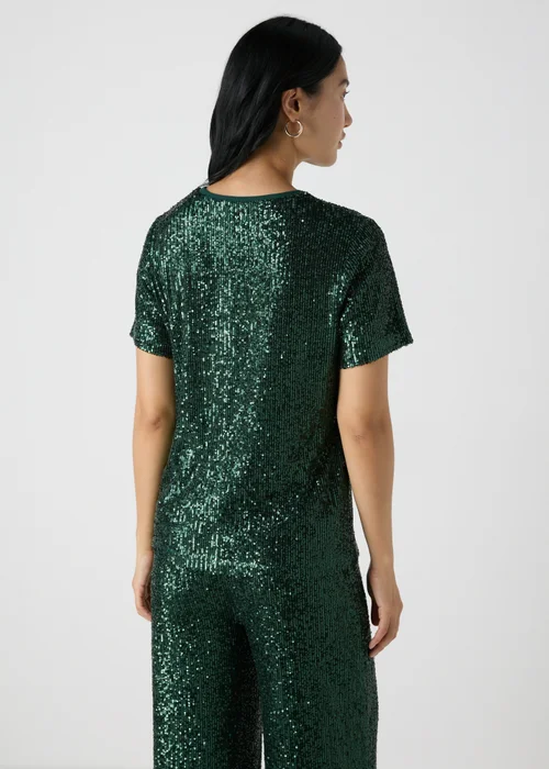 Et Vous Green Sequin Top - Size 8 Image 2