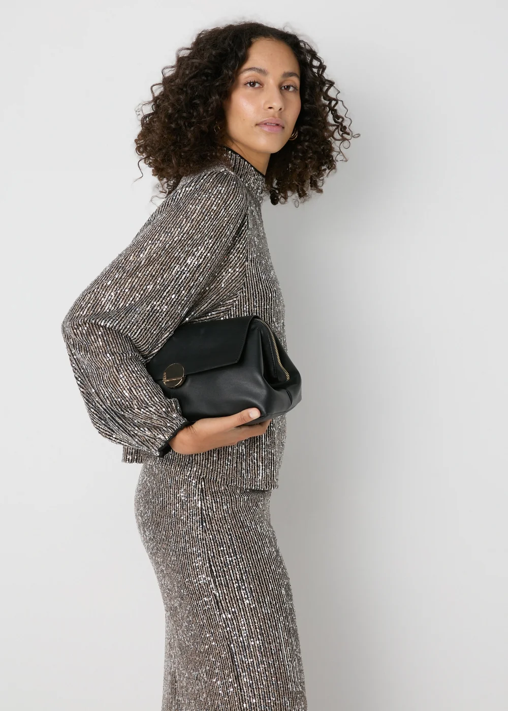 Et Vous Silver Sequin High Neck Blouse - 8 Image 1