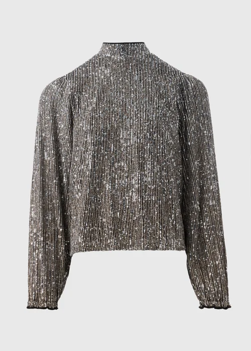 Et Vous Silver Sequin High Neck Blouse - 8 Image 4