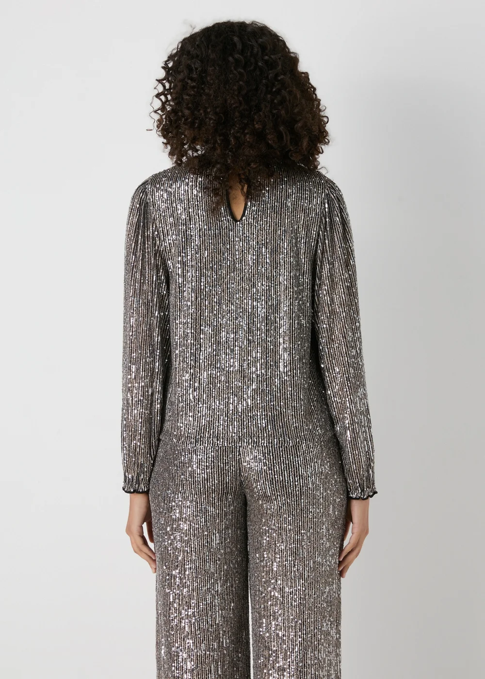 Et Vous Silver Sequin High Neck Blouse - 8 Image 2