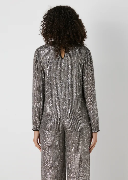 Et Vous Silver Sequin High Neck Blouse - 8 Image 2