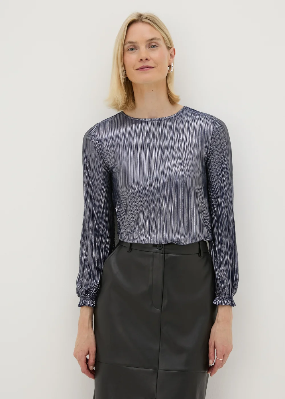 Navy Plisse Top - 8 Image 1