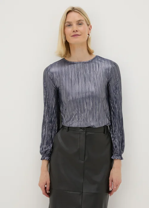 Navy Plisse Top - 8 Image 1