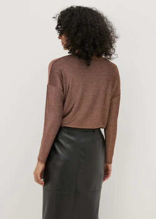 Bronze Sparkle Yarn Long Sleeve Top - S Image 2