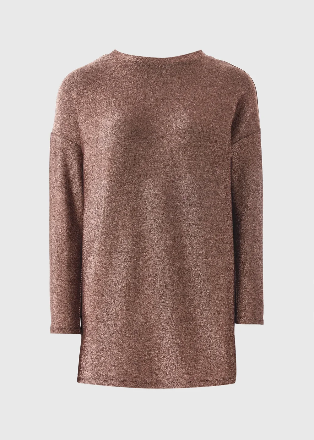 Bronze Sparkle Yarn Long Sleeve Top - S Image 4
