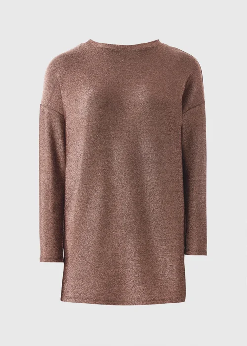 Bronze Sparkle Yarn Long Sleeve Top - S Image 4
