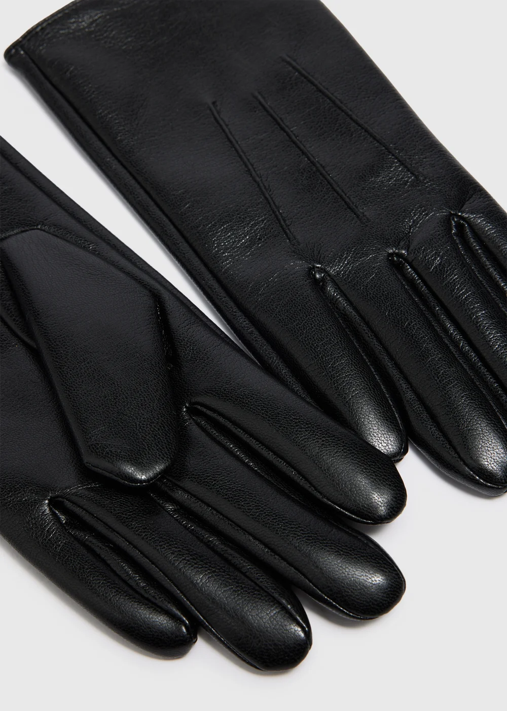 Black Faux Leather Gloves - One Size Image 2