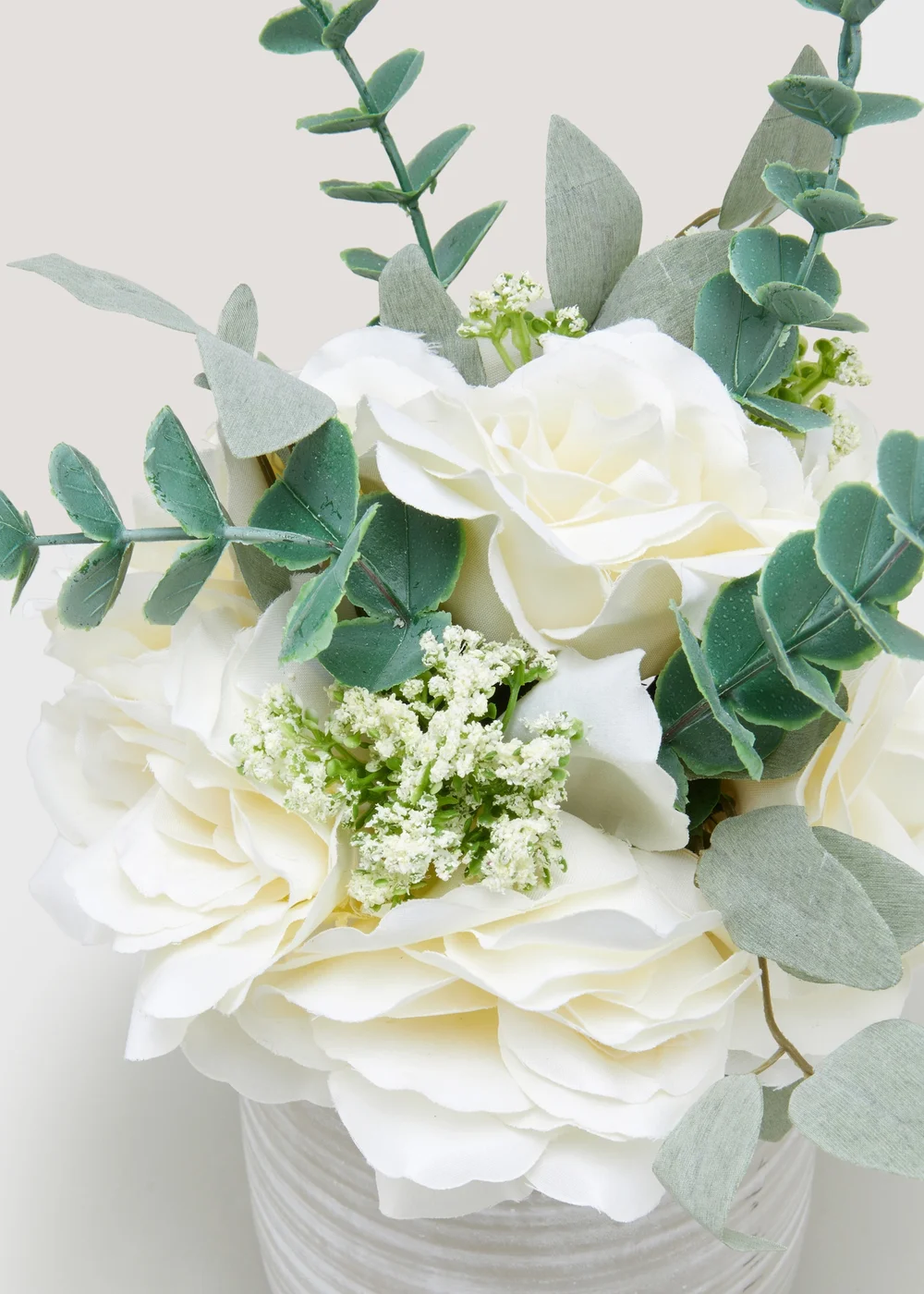 White Roses In Cement Pot Image 2