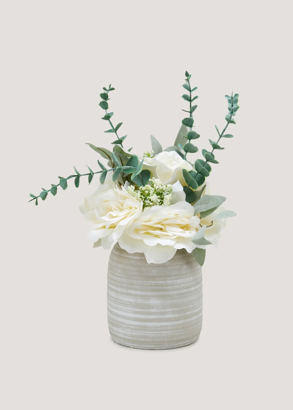 White Roses In Cement Pot Image 1