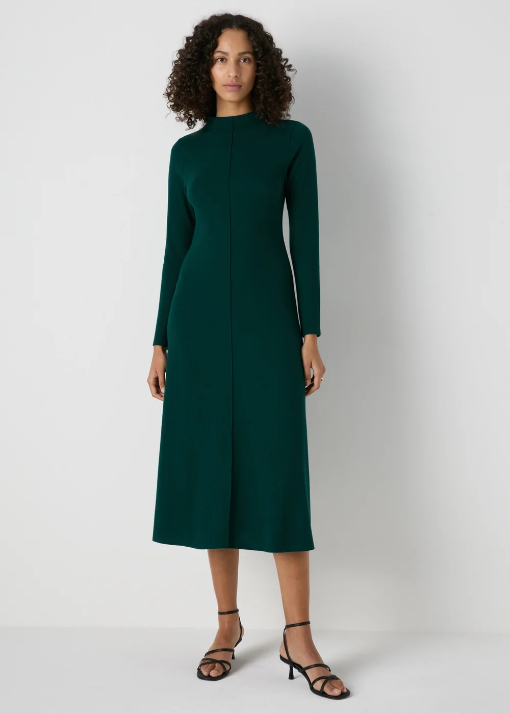 Et Vous Green Seam Front Flare Midi Dress - 8 Image 3