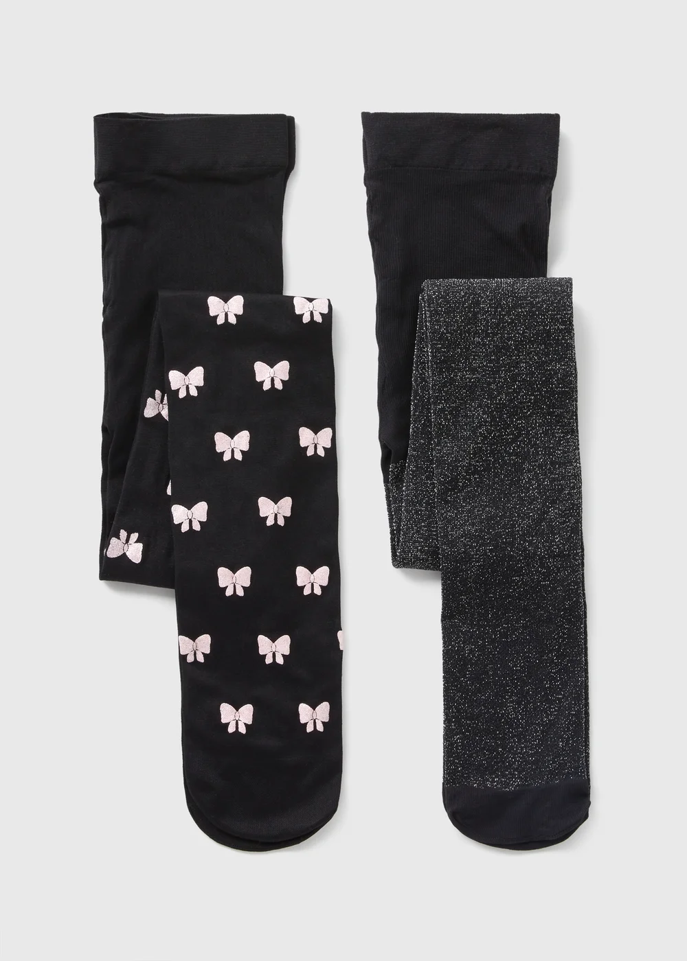 2 Pack Girls Black Bow Tights (2-11yrs) - 2-3 Yrs Image 1