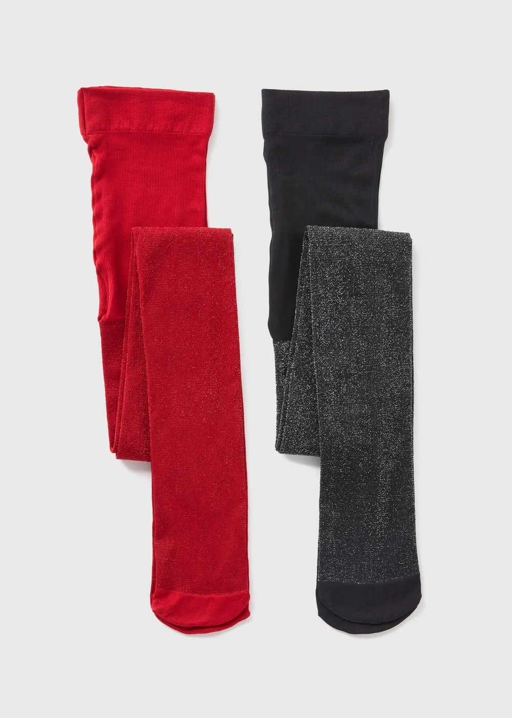 2 Pack Girls Red & Black Sparkle Tights (2-11yrs) - 2-3 Yrs Image 1