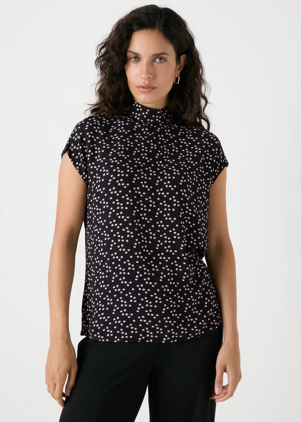 Et Vous Black Square Print Top - Size 8 Image 1