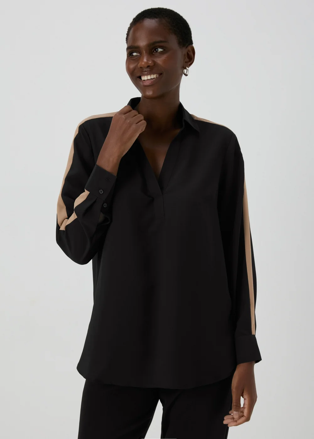 Et Vous Black Side Stripe Blouse - 8 Image 1