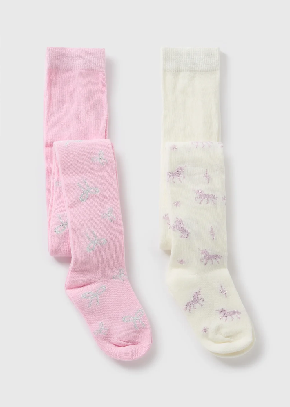 2 Pack Girls Pink Unicorn Tights (2-11yrs) - 2-3 Yrs Image 1