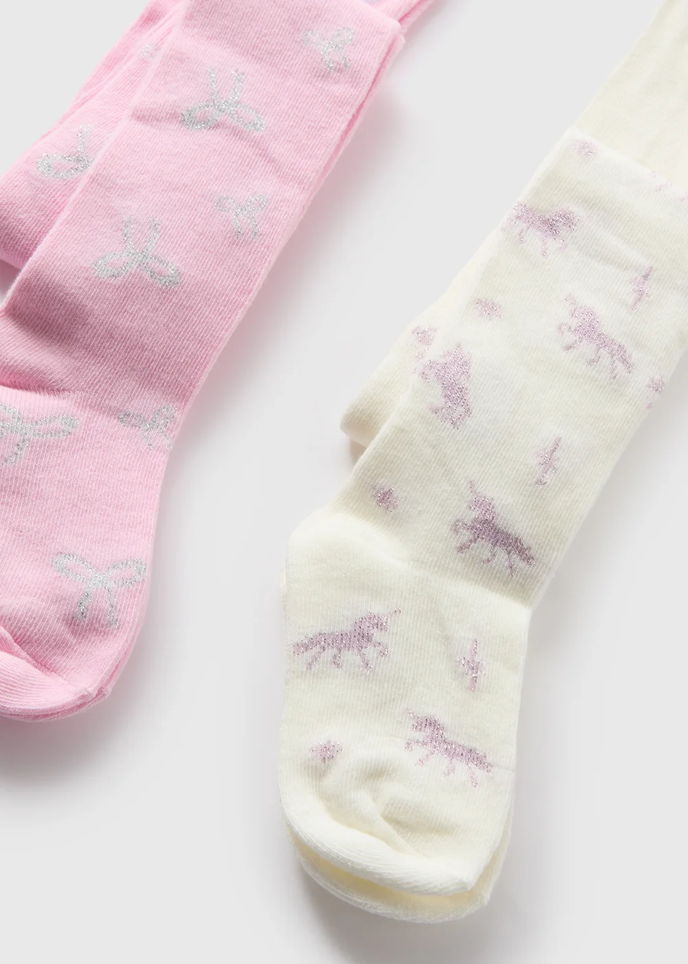 2 Pack Girls Pink Unicorn Tights (2-11yrs) - 2-3 Yrs Image 2