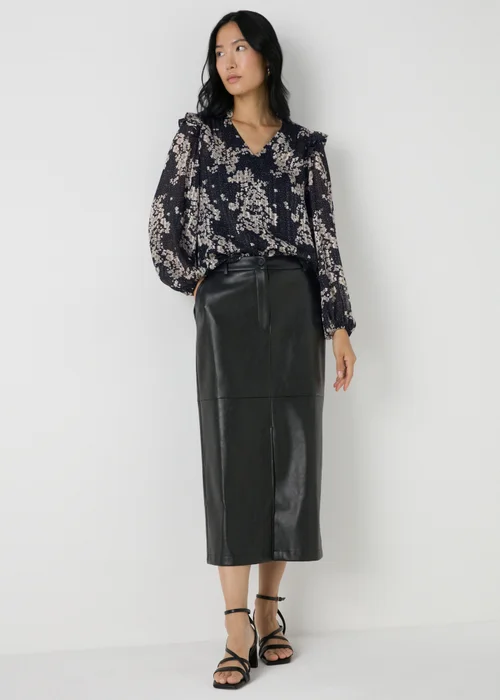 Et Vous Black Floral Frill Blouse - 8 Image 3