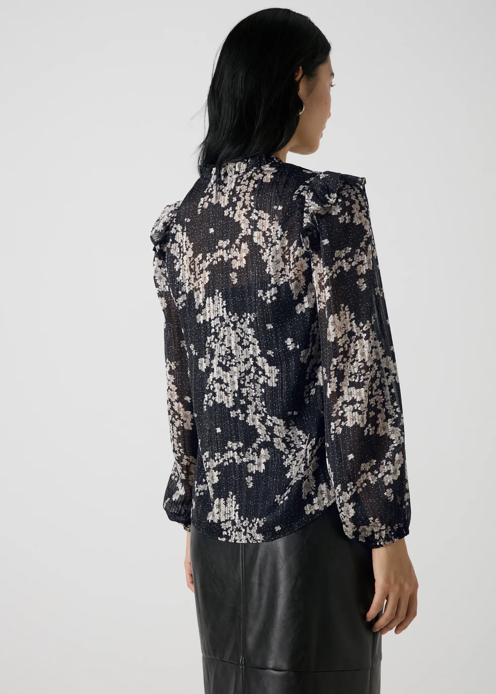Et Vous Black Floral Frill Blouse - 8 Image 2