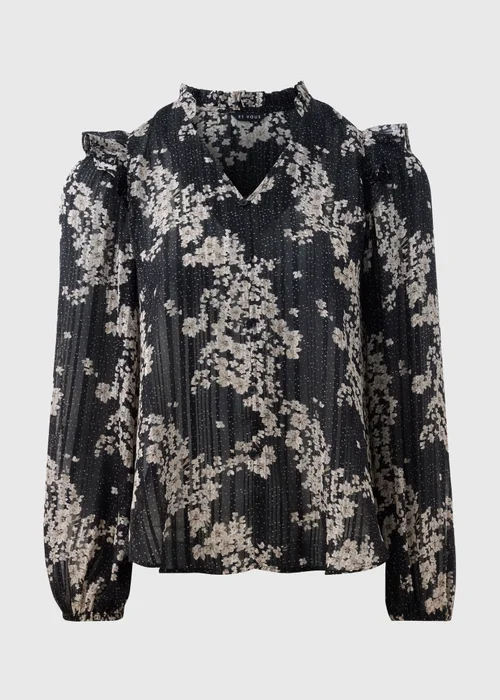 Et Vous Black Floral Frill Blouse - 8 Image 4