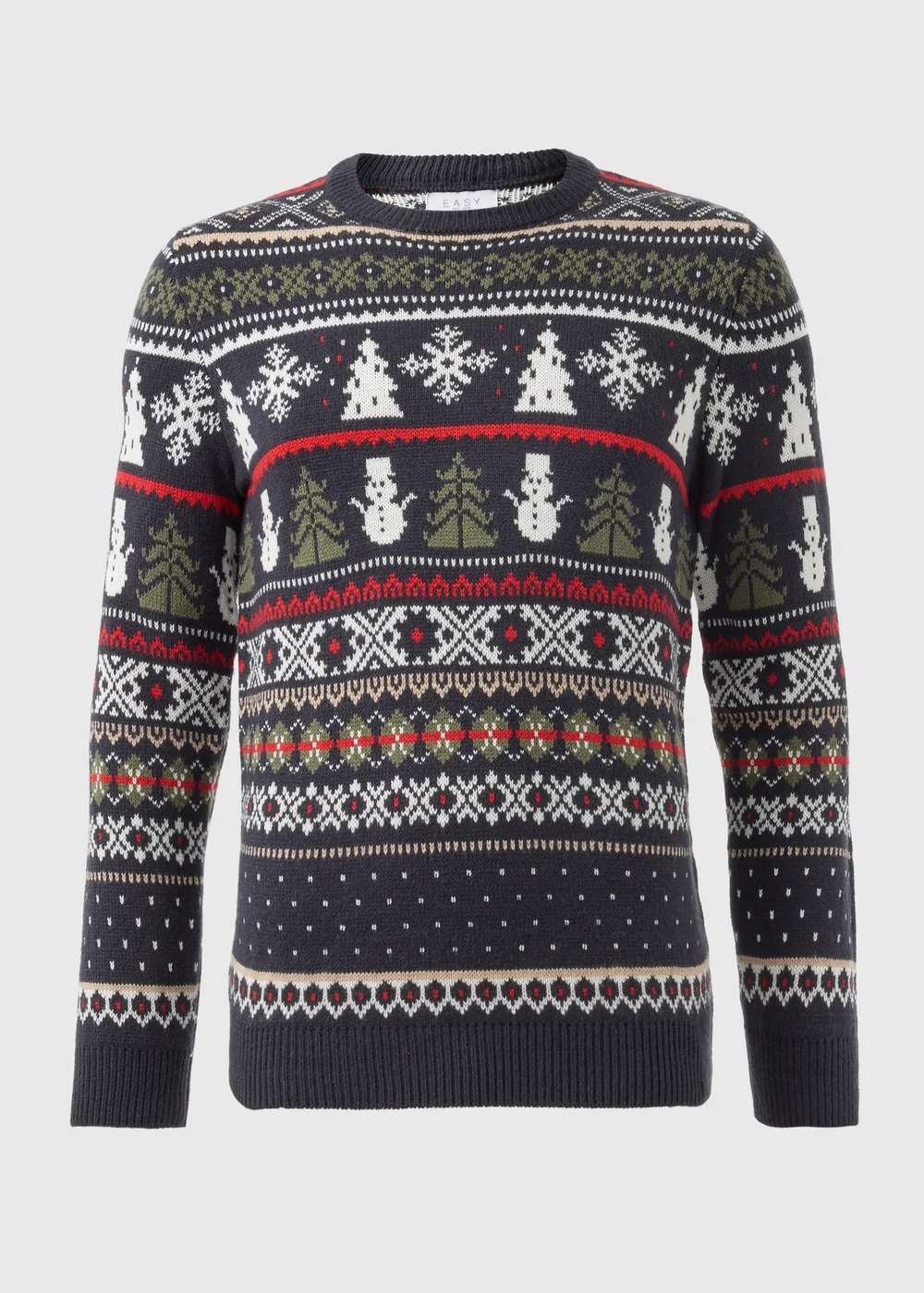 Navy Fairisle Snowman Knit Jumper - S Image 4