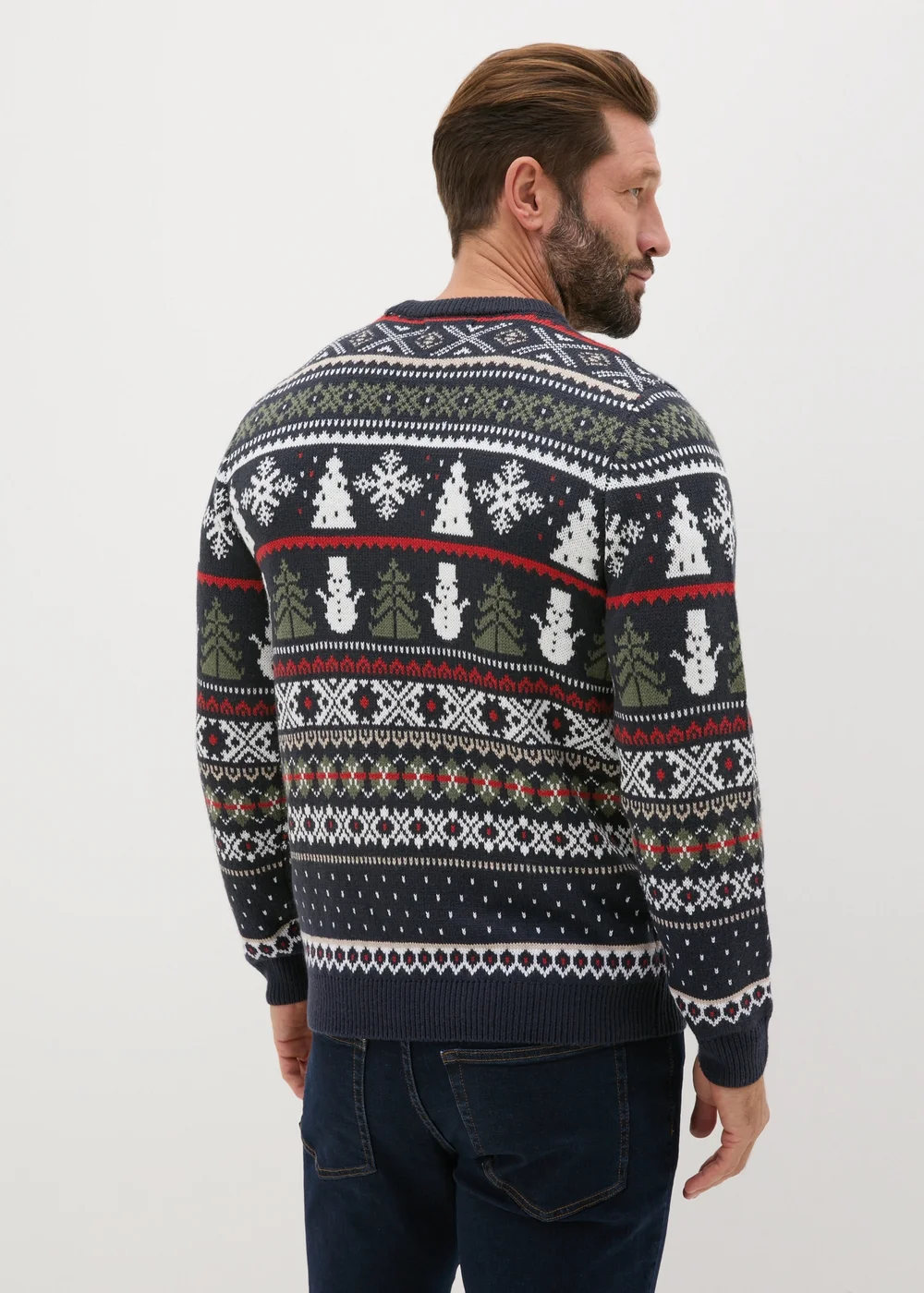 Navy Fairisle Snowman Knit Jumper - S Image 2