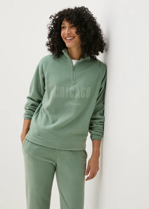 Khaki Half Zip Fleece Chicago Sweatshirt - S Image 1