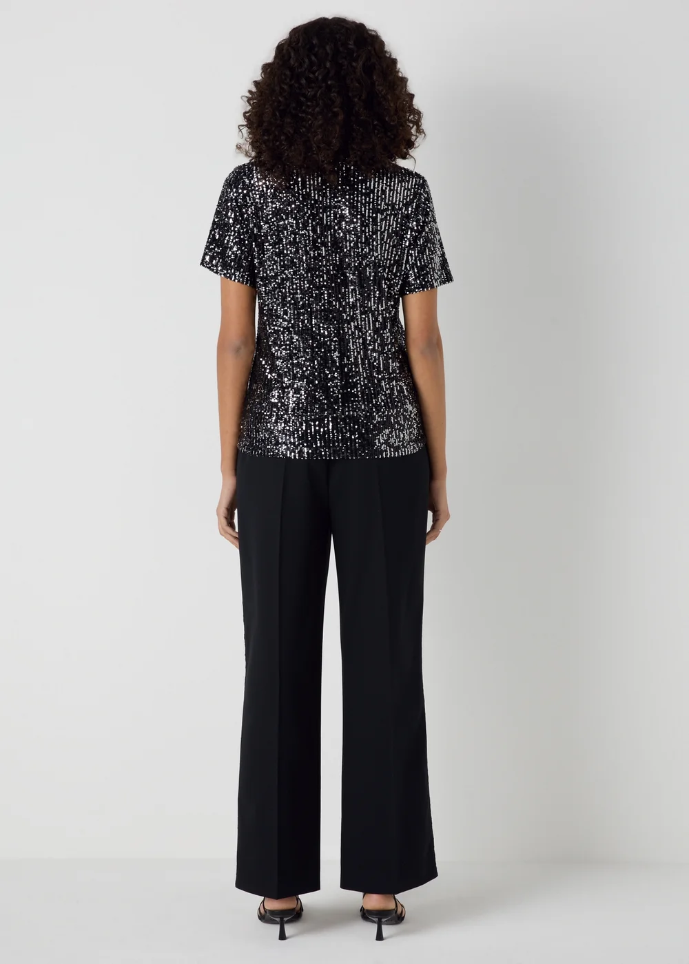 Et Vous Black Sequin Side Stripe Trousers - 8 Image 2