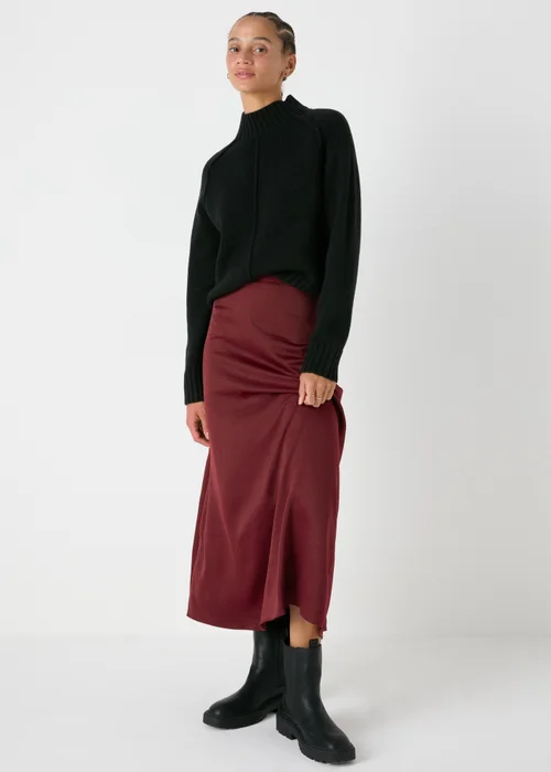 Burgundy Satin Midaxi Slip Skirt - 8 Image 1