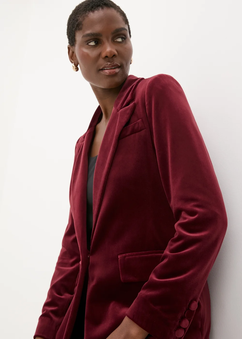 Burgundy Velvet Blazer - 8 Image 2