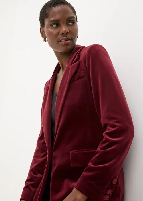 Burgundy Velvet Blazer - 8 Image 2