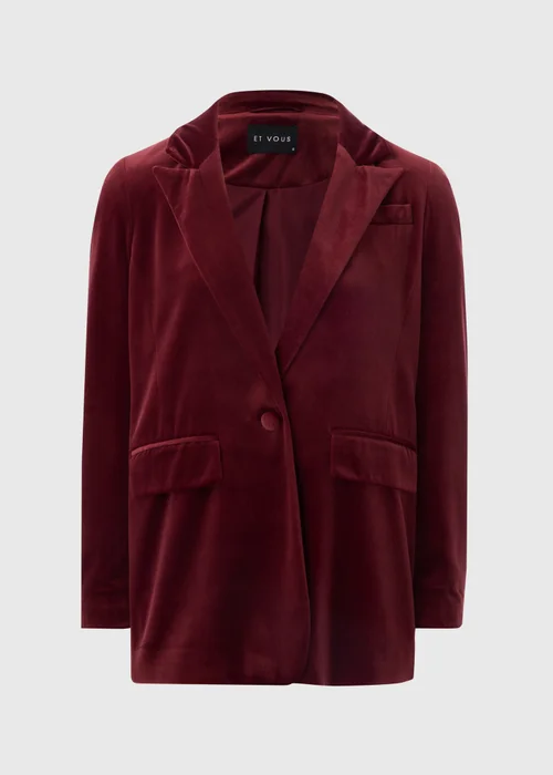 Burgundy Velvet Blazer - 8 Image 4